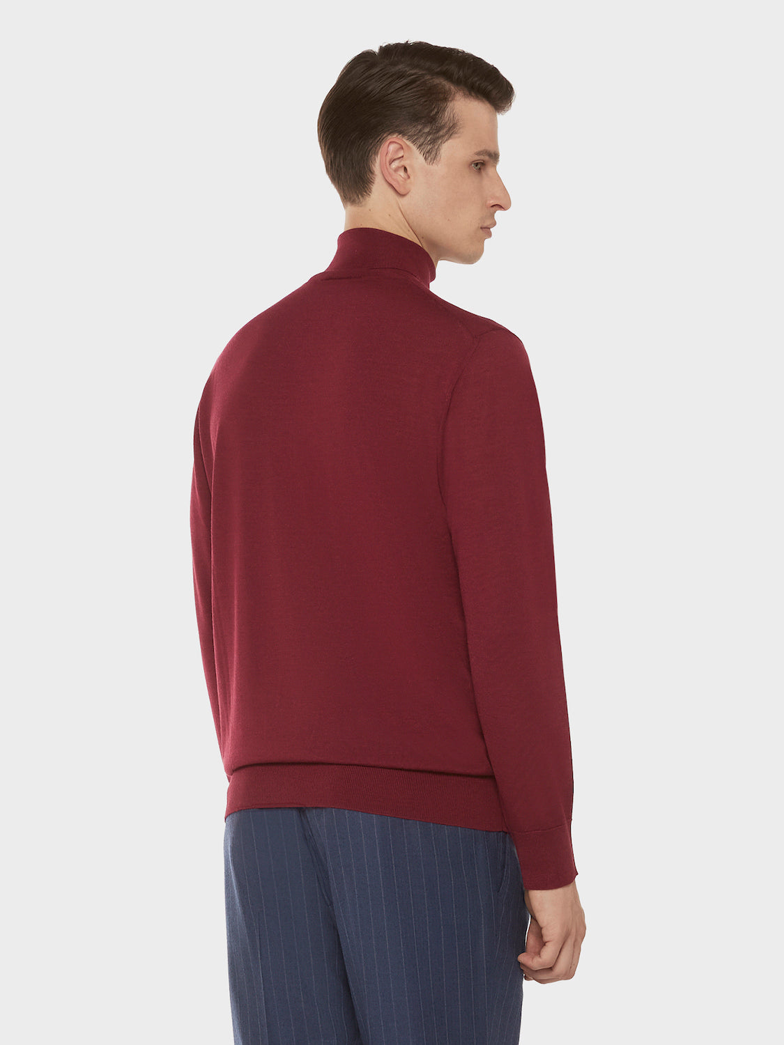 Caruso Menswear Abbigliamento Uomo Maglieria Dolcevita in lana, seta e cashmere rosso look 4