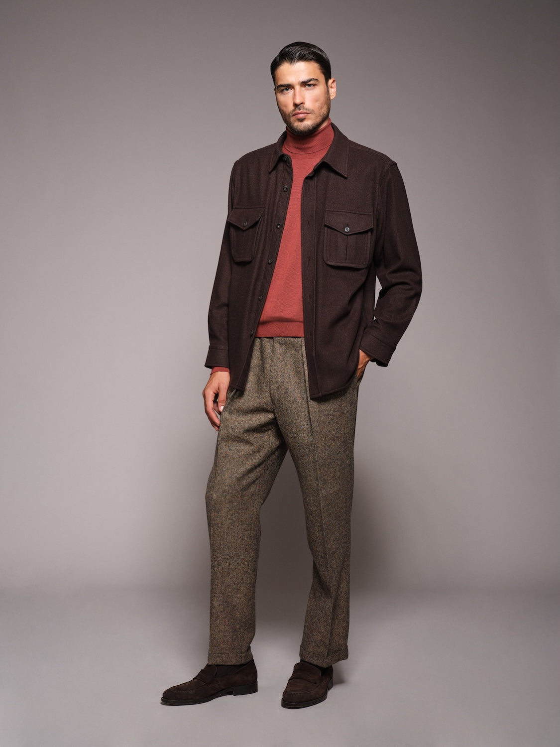 Dolcevita in lana, seta e cashmere rosso