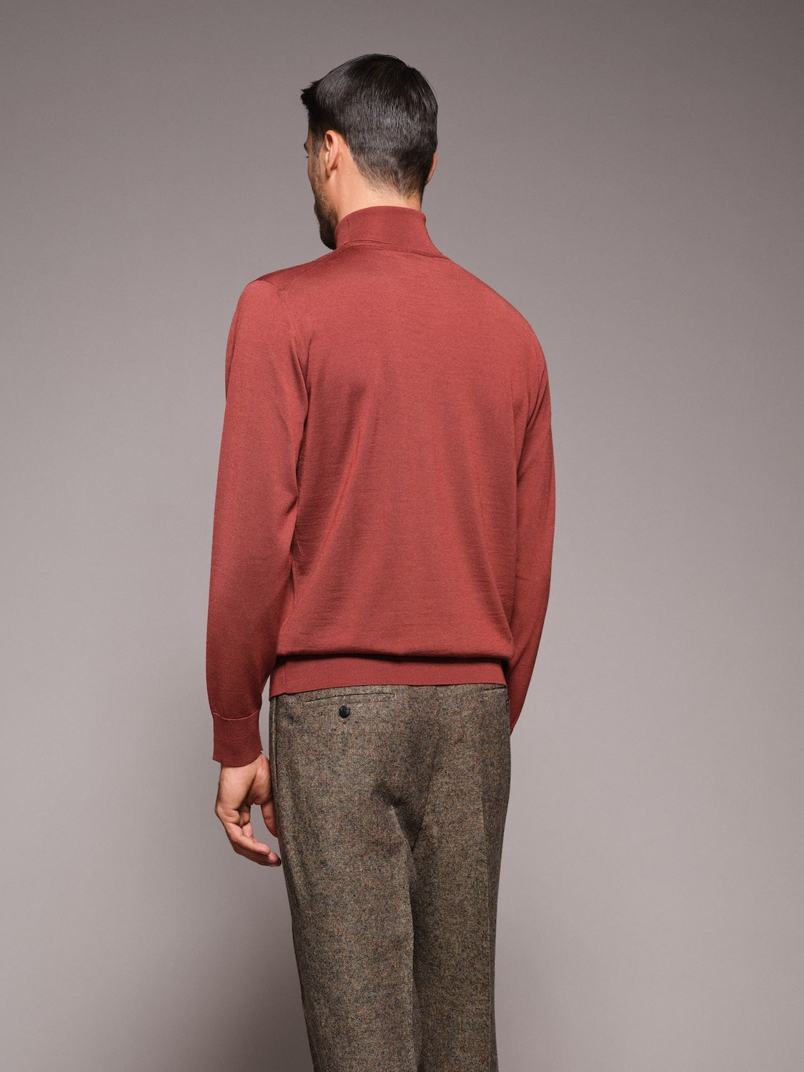 Dolcevita in lana, seta e cashmere rosso