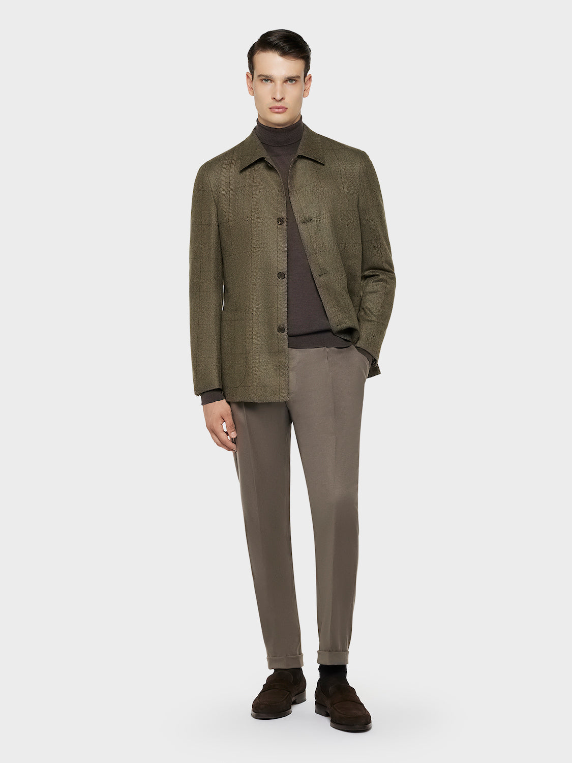 Caruso Menswear Abbigliamento Uomo Maglieria Dolcevita in lana, seta e cashmere marrone look 3