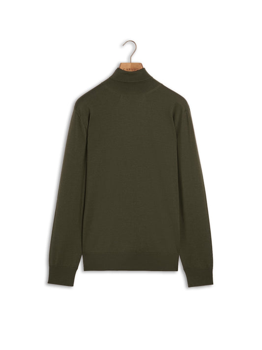 Turtleneck in green wool, silk and cashmere
