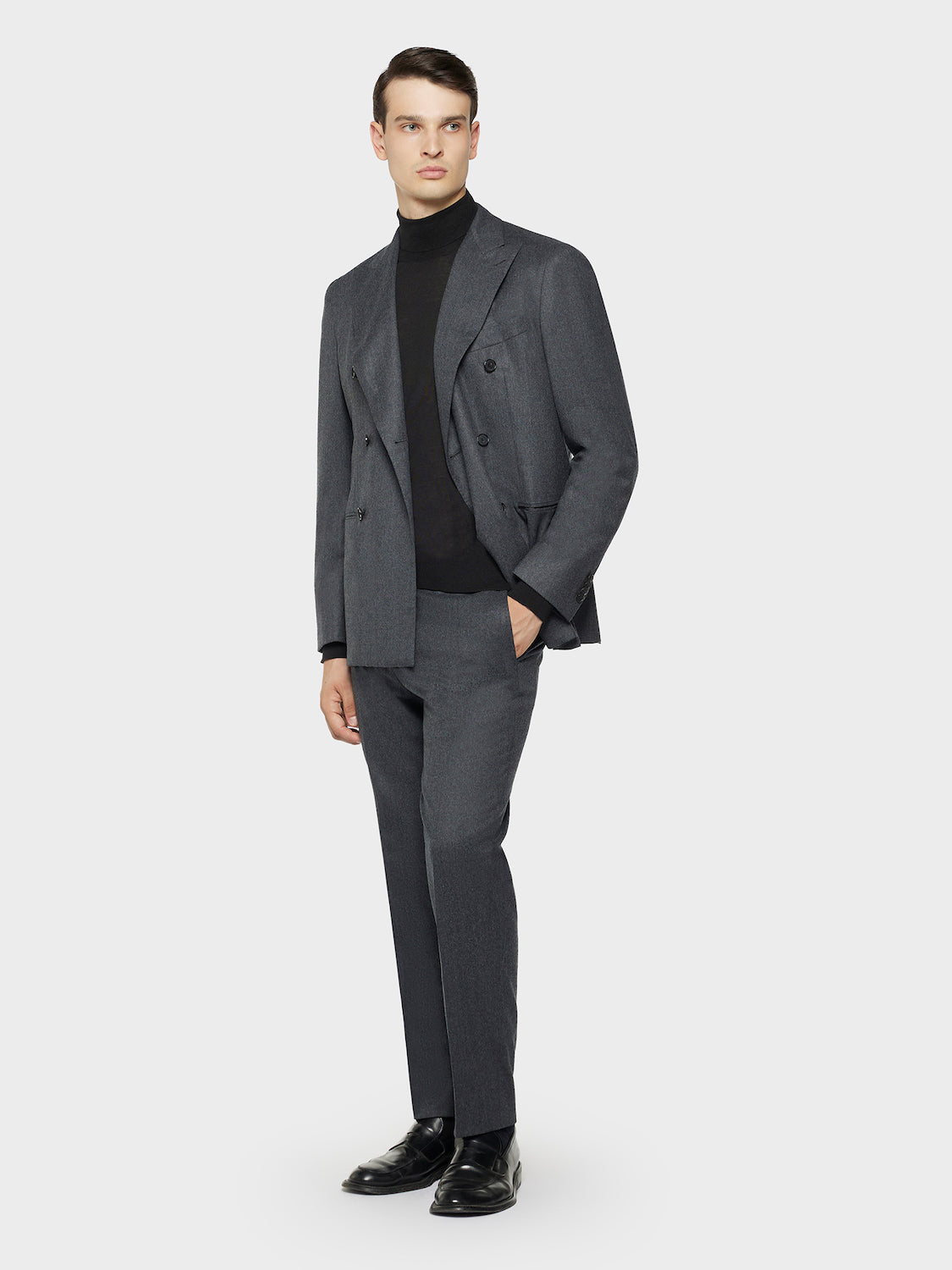 Caruso Menswear Abbigliamento Uomo Maglieria Dolcevita in lana, seta e cashmere nero look 3