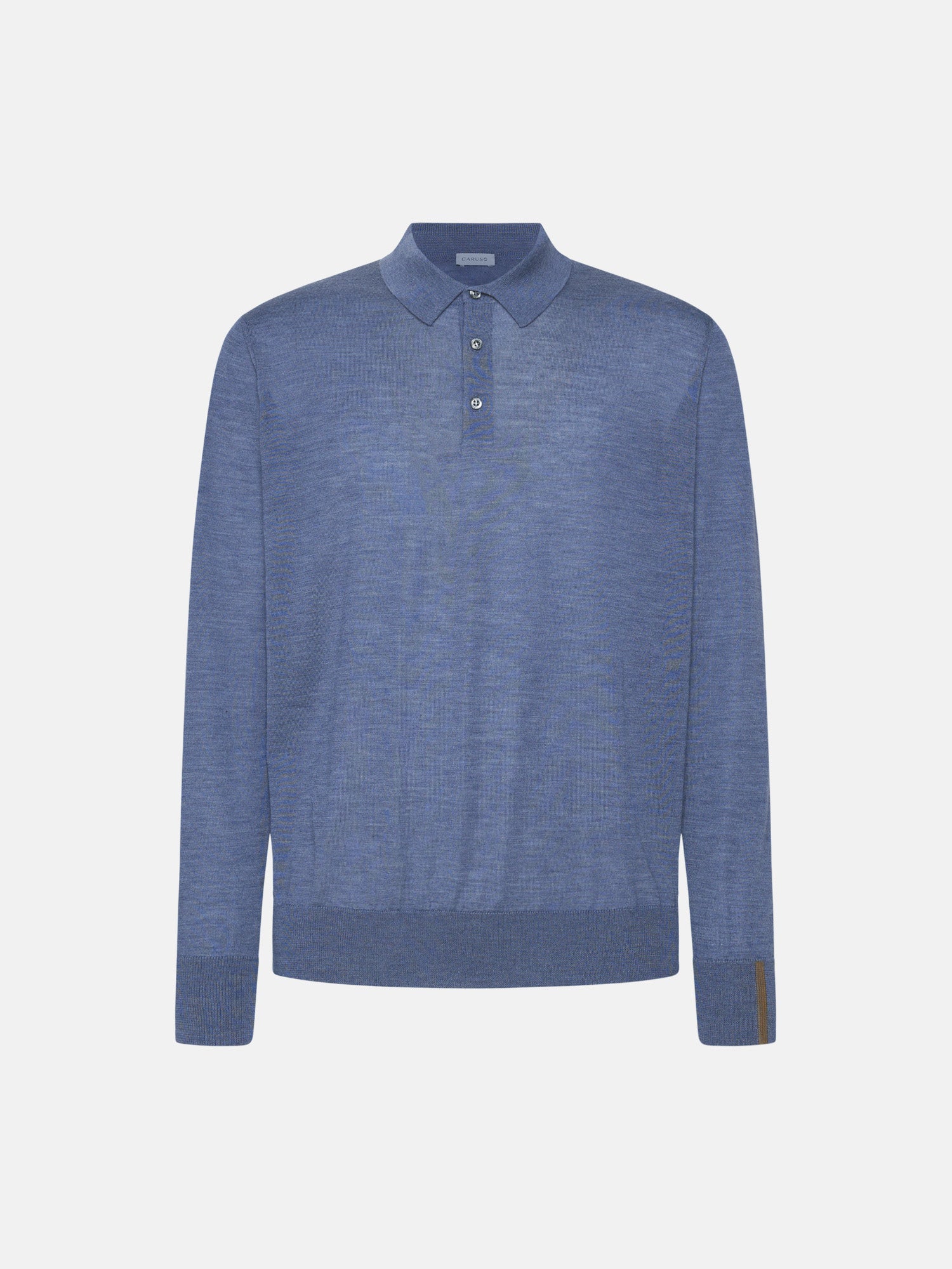 Caruso Menswear Abbigliamento Uomo Polo a maniche lunghe in lana, seta e cashmere blu chiaro still
