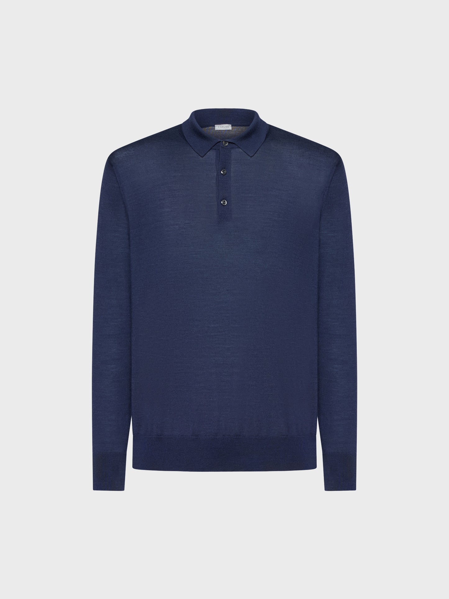 Caruso Menswear Abbigliamento Uomo Polo a maniche lunghe in lana, seta e cashmere blu notte still