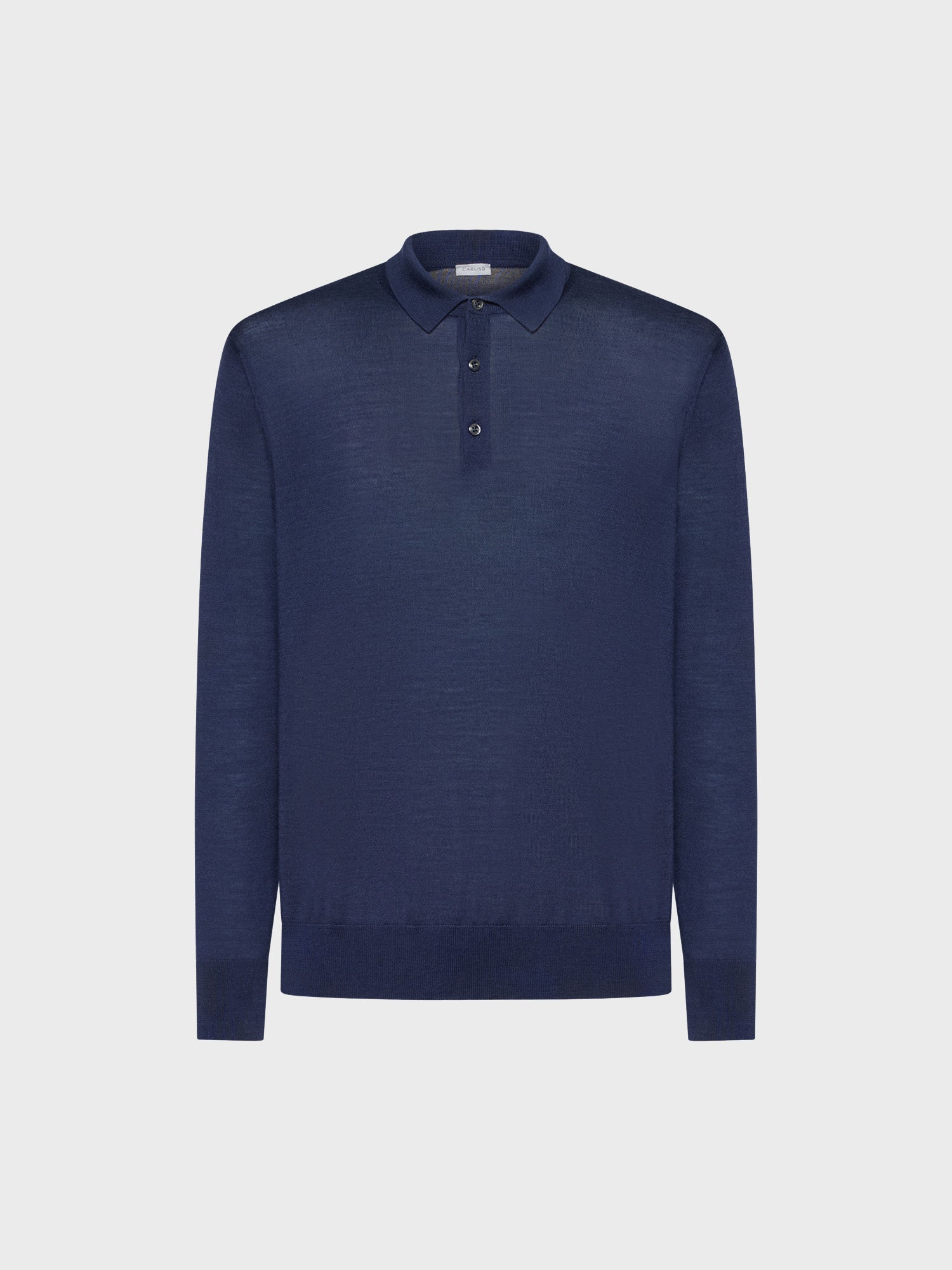 Caruso Menswear Abbigliamento Uomo Polo a maniche lunghe in lana, seta e cashmere blu notte still