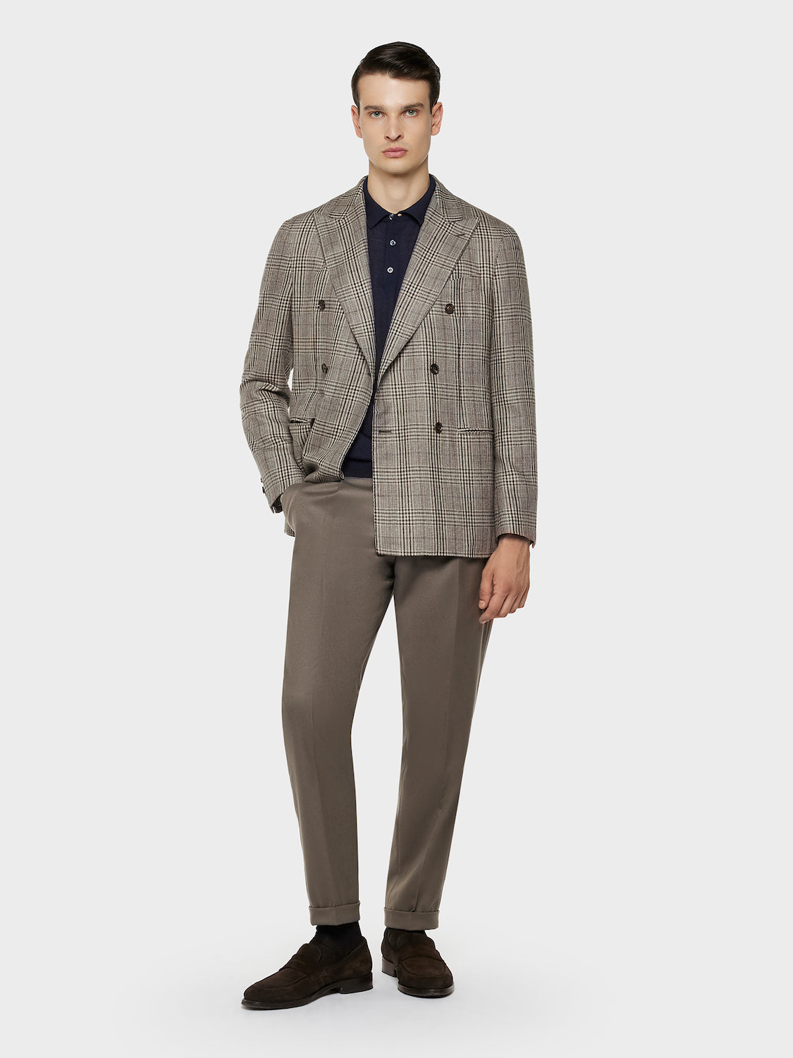 Caruso Menswear Abbigliamento Uomo Maglieria Polo a manica lunga in lana, seta e cashmere blu look 3