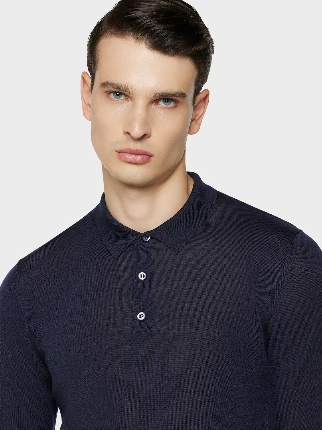 Caruso Menswear Abbigliamento Uomo Maglieria Polo a manica lunga in lana, seta e cashmere blu look 5