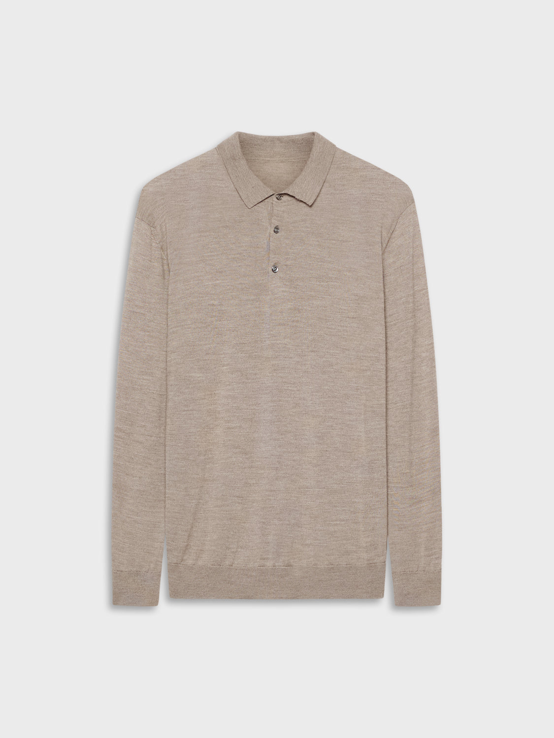 Caruso Menswear Abbigliamento Uomo Maglieria Polo a manica lunga in lana, seta e cashmere beige look 2