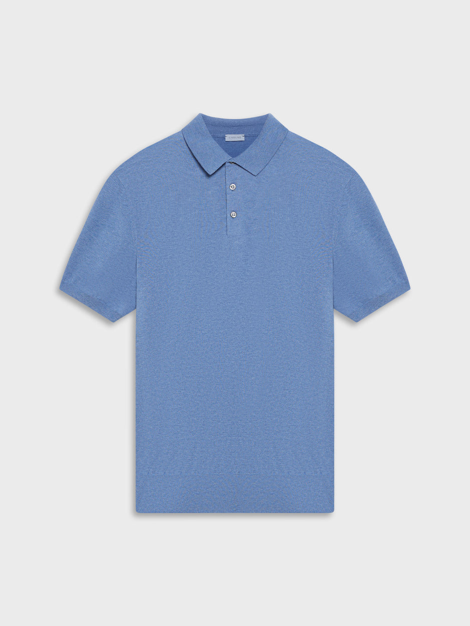 Short-Sleeve Polo in Cotton Blue