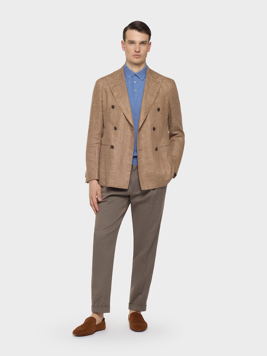 Short-Sleeve Polo in Cotton Blue