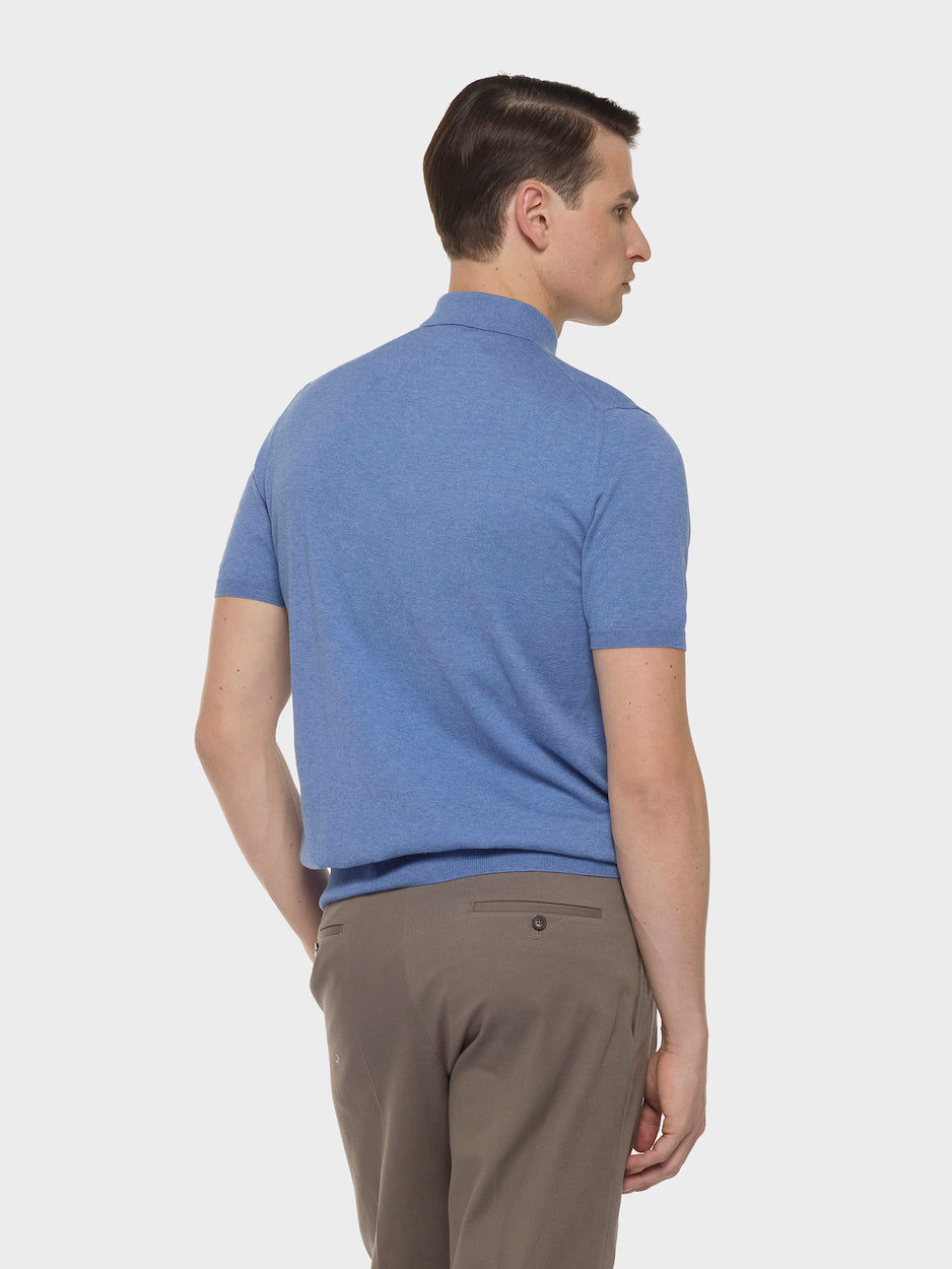 Short-Sleeve Polo in Cotton Blue