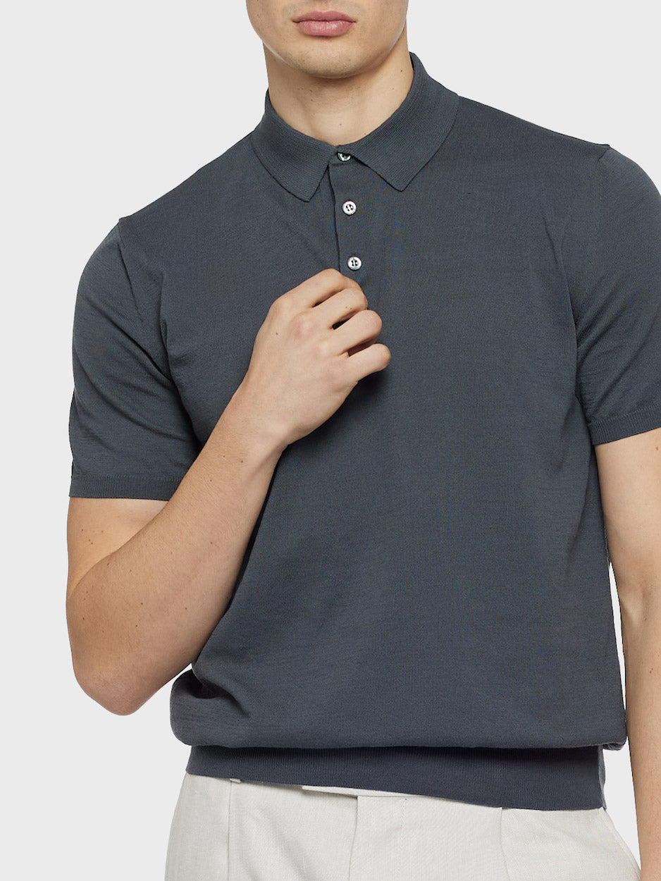 Charcoal Gray Cotton Polo