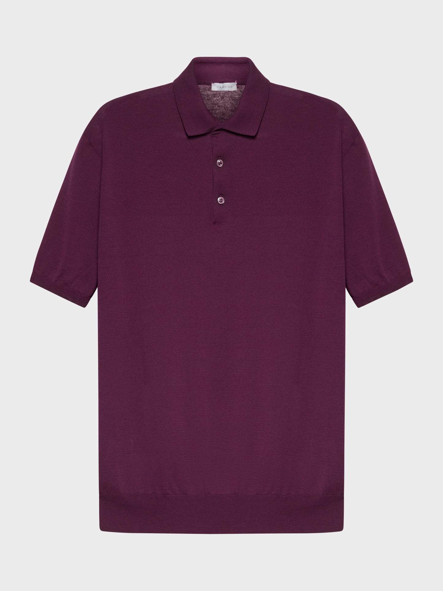 Plum short-sleeved polo shirt in cotton