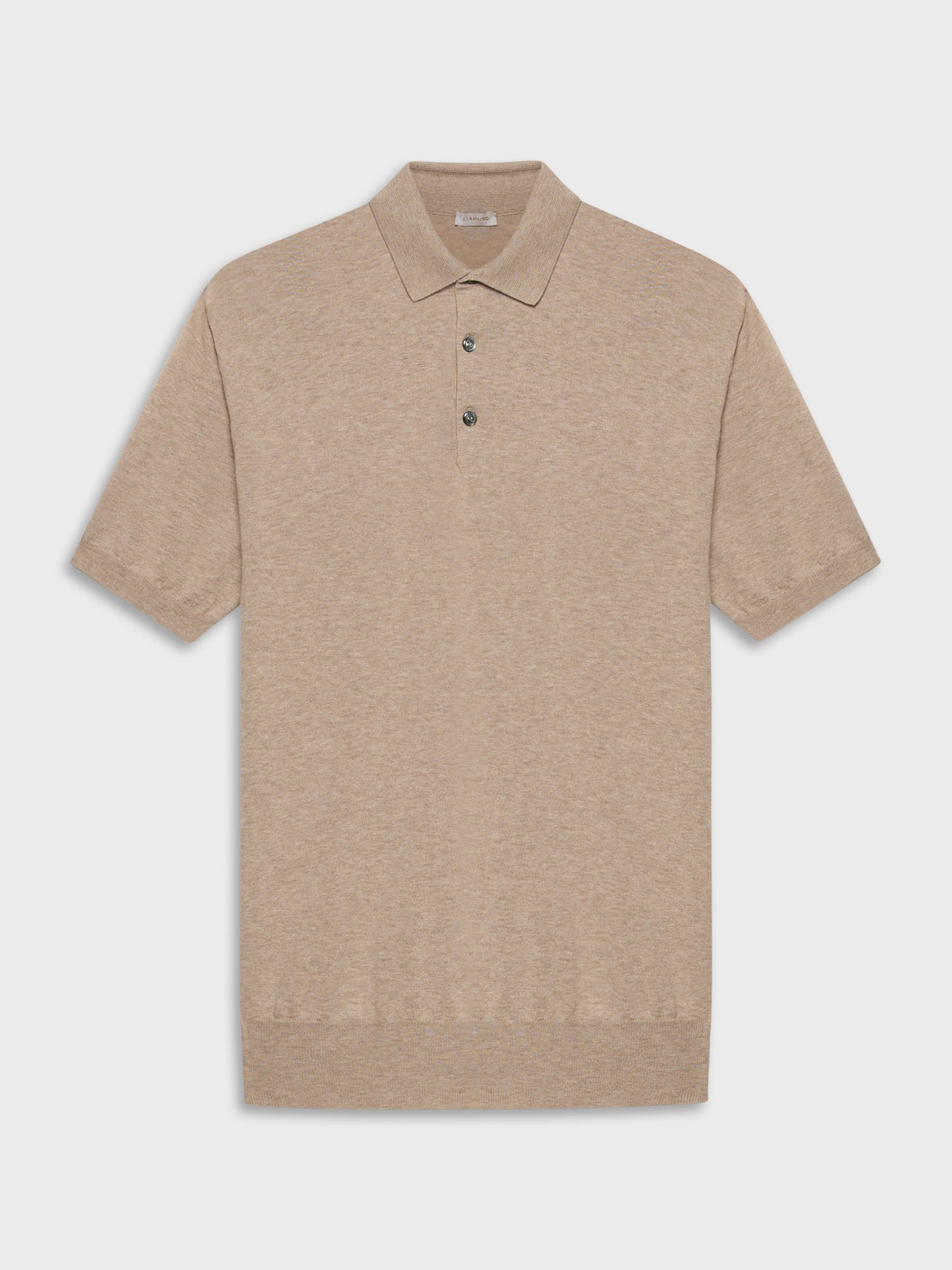 Sand cotton short-sleeved polo shirt in cotton