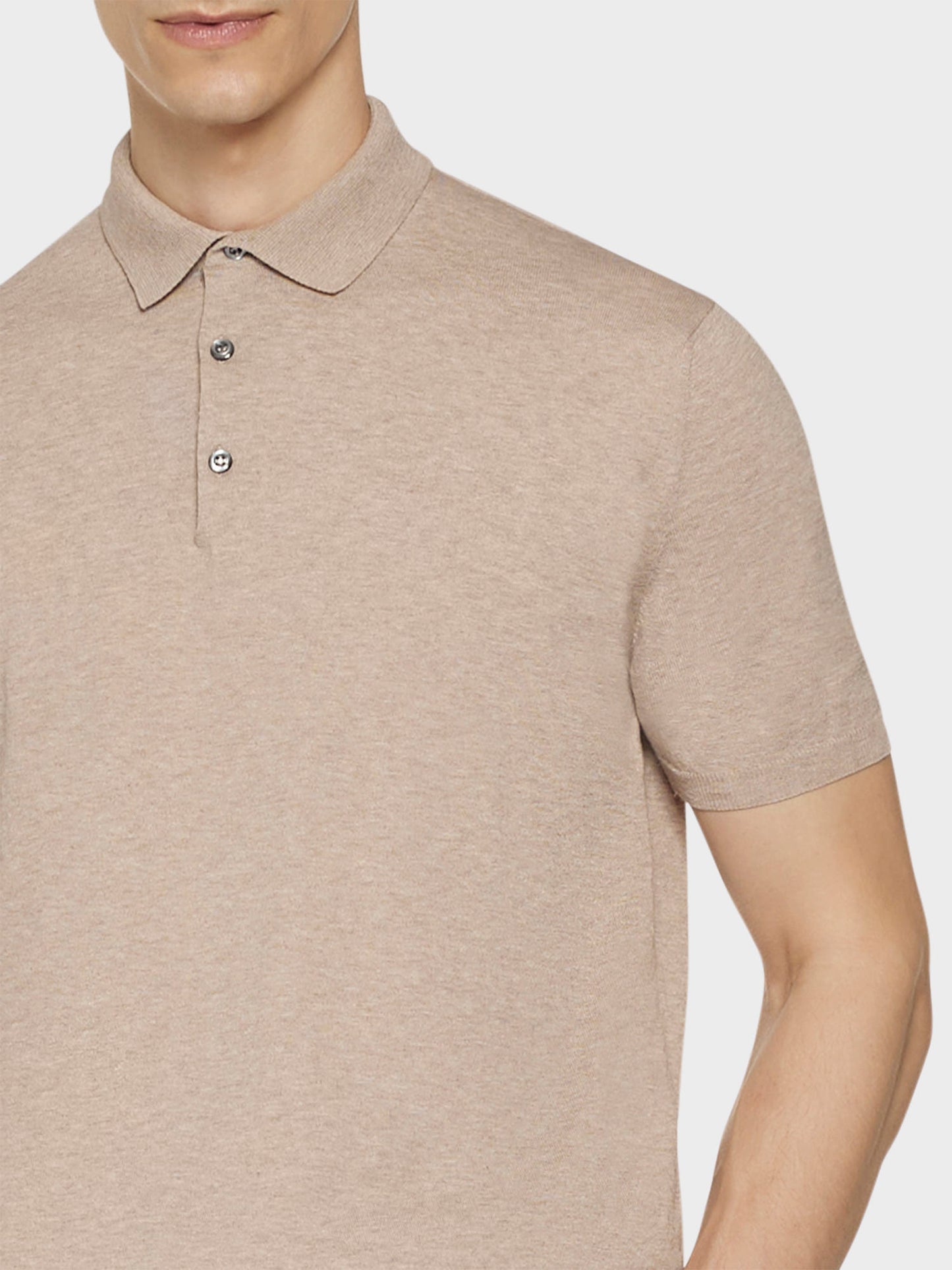 Sand cotton short-sleeved polo shirt in cotton