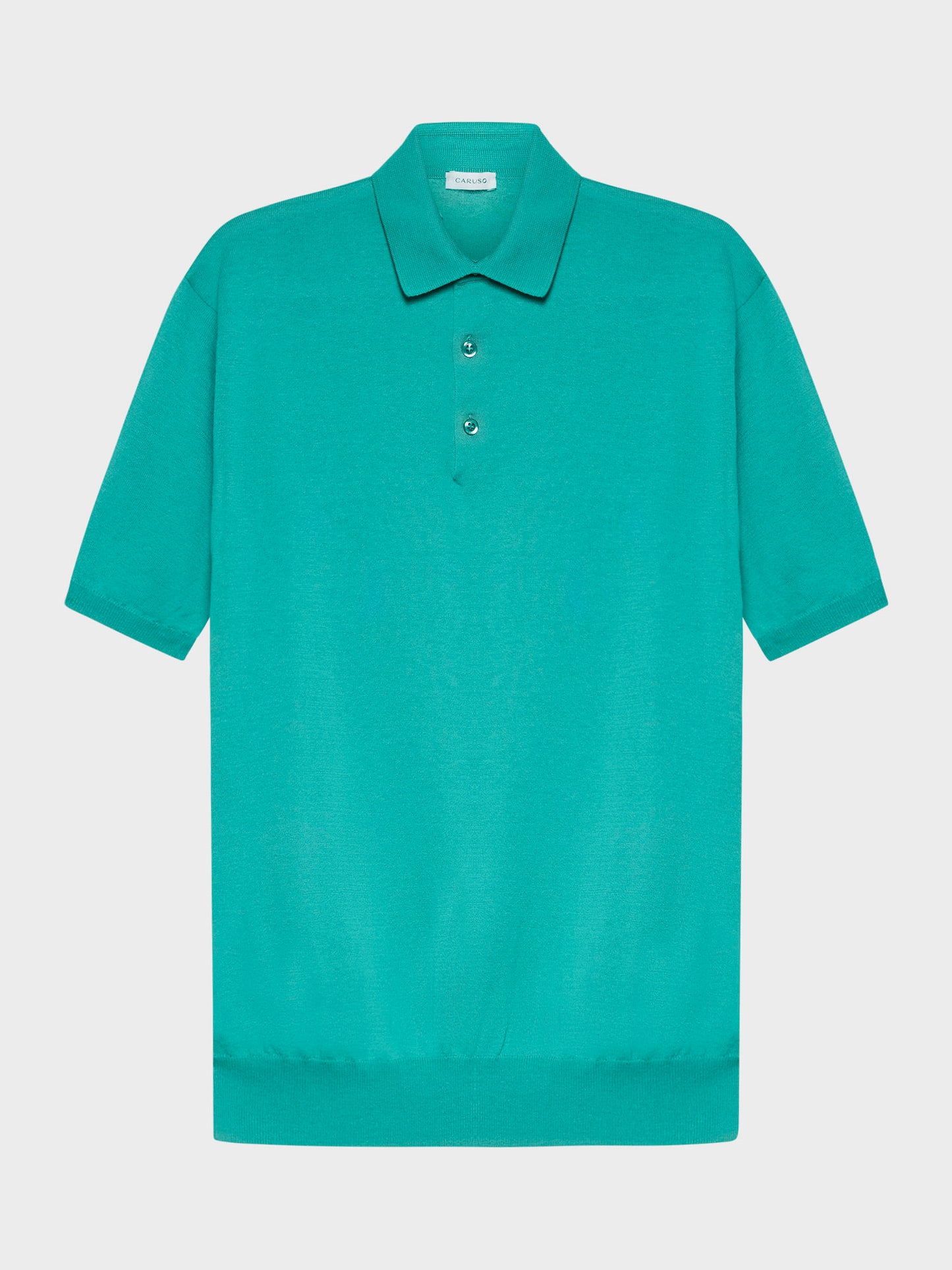 Short-sleeved polo in emerald green cotton