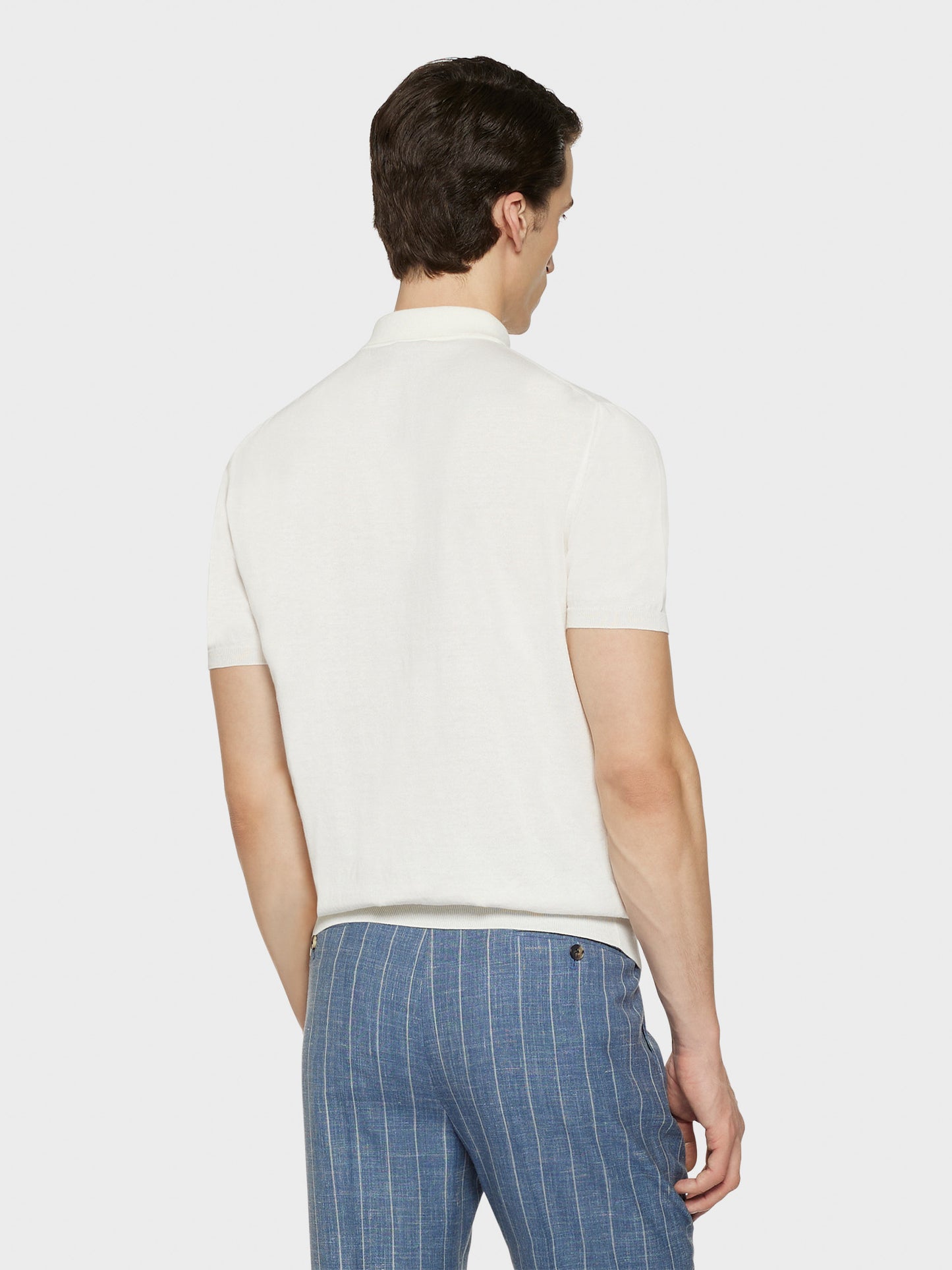 White short-sleeved polo shirt in cotton