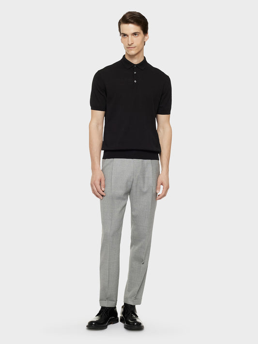 Caruso Menswear Abbigliamento Uomo Maglieria Polo a maniche corte in cotone nera look 3