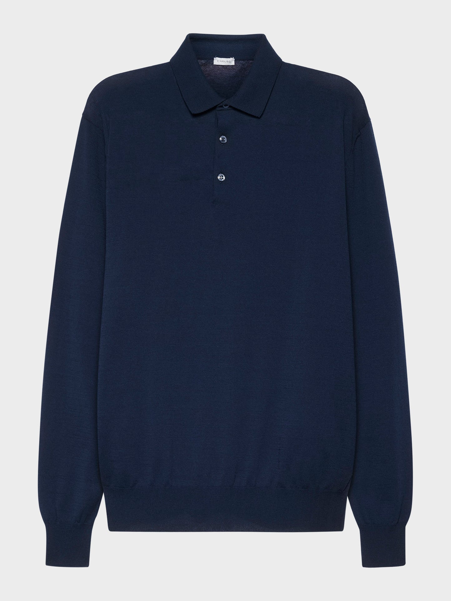 Polo a maniche lunghe in cotone blu navy