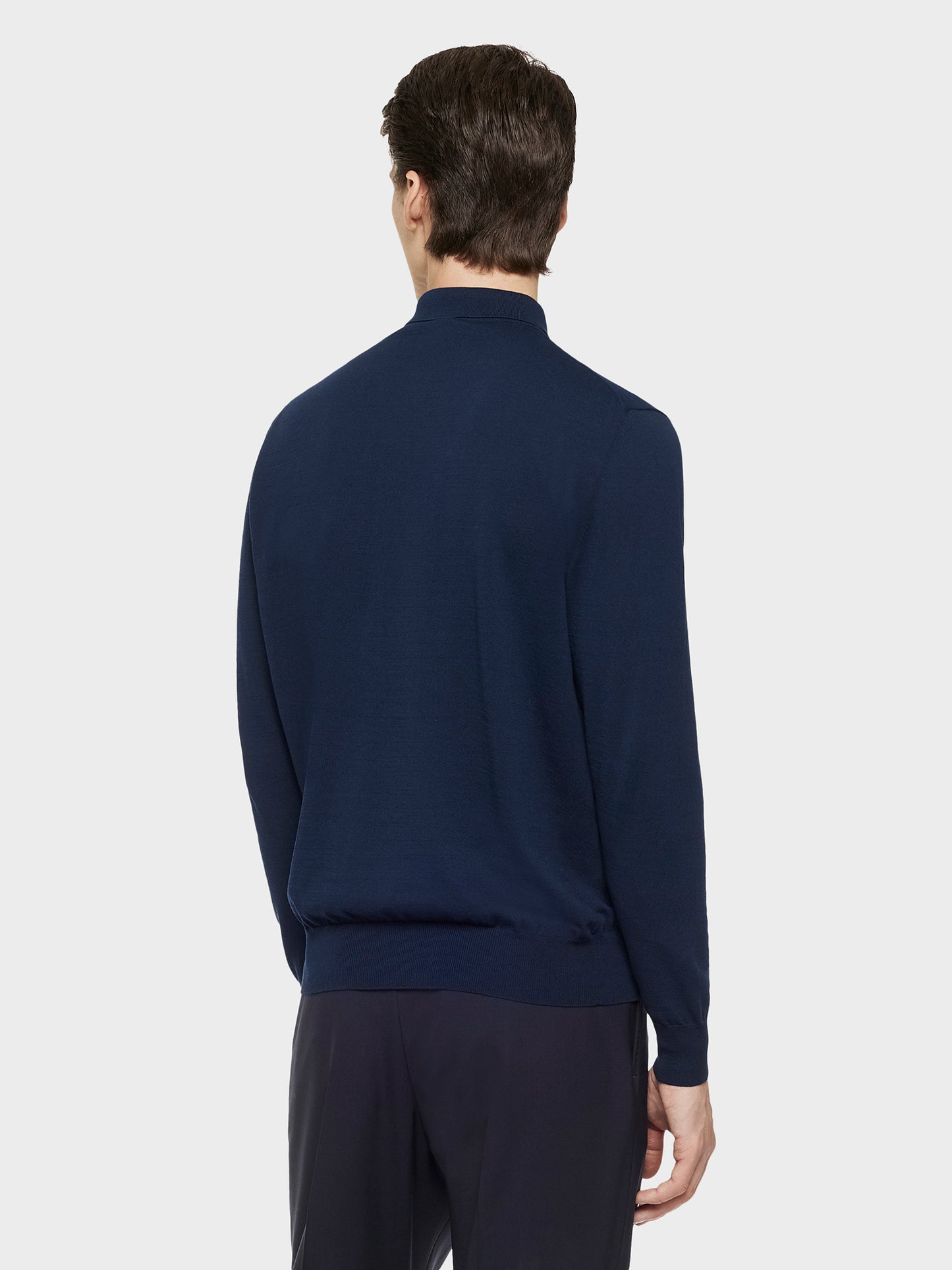 Polo a maniche lunghe in cotone blu navy