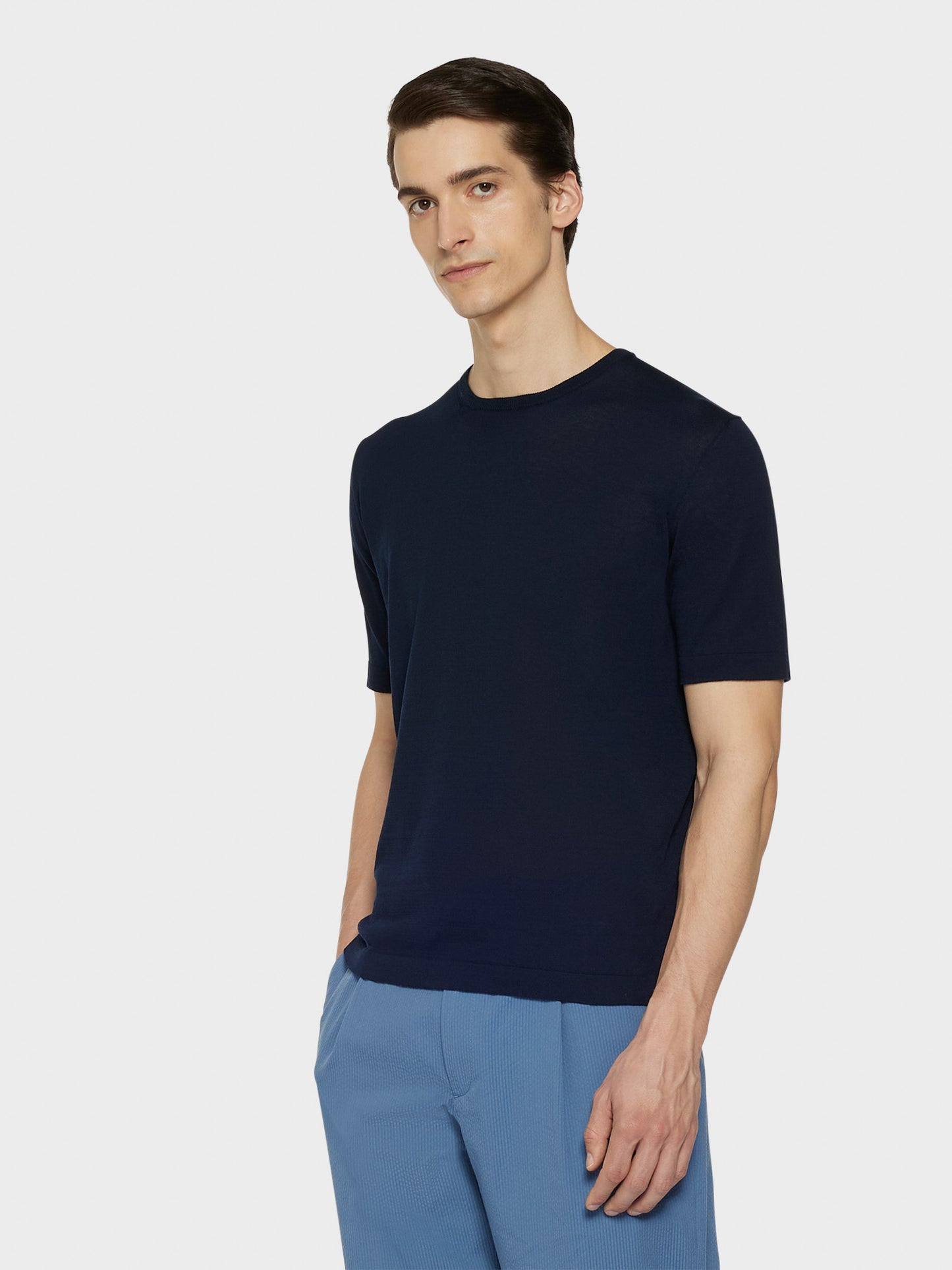 Maglia a maniche corte in cotone blu navy