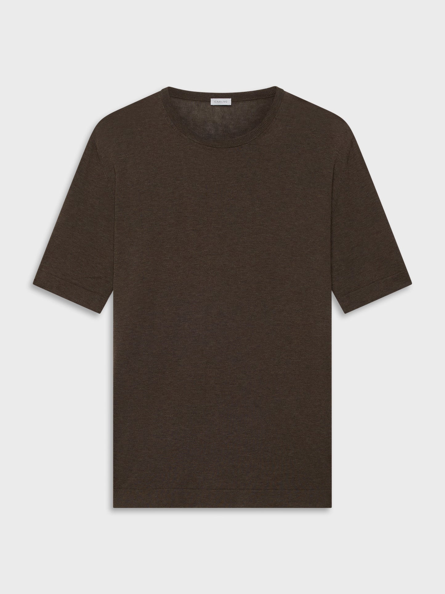 Short-sleeved sweater in brown cotton