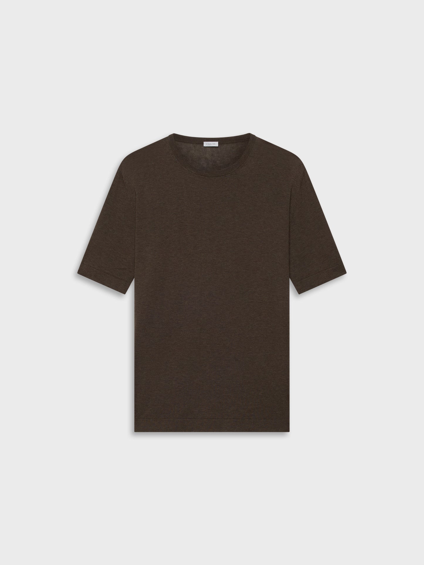 Short-sleeved sweater in brown cotton