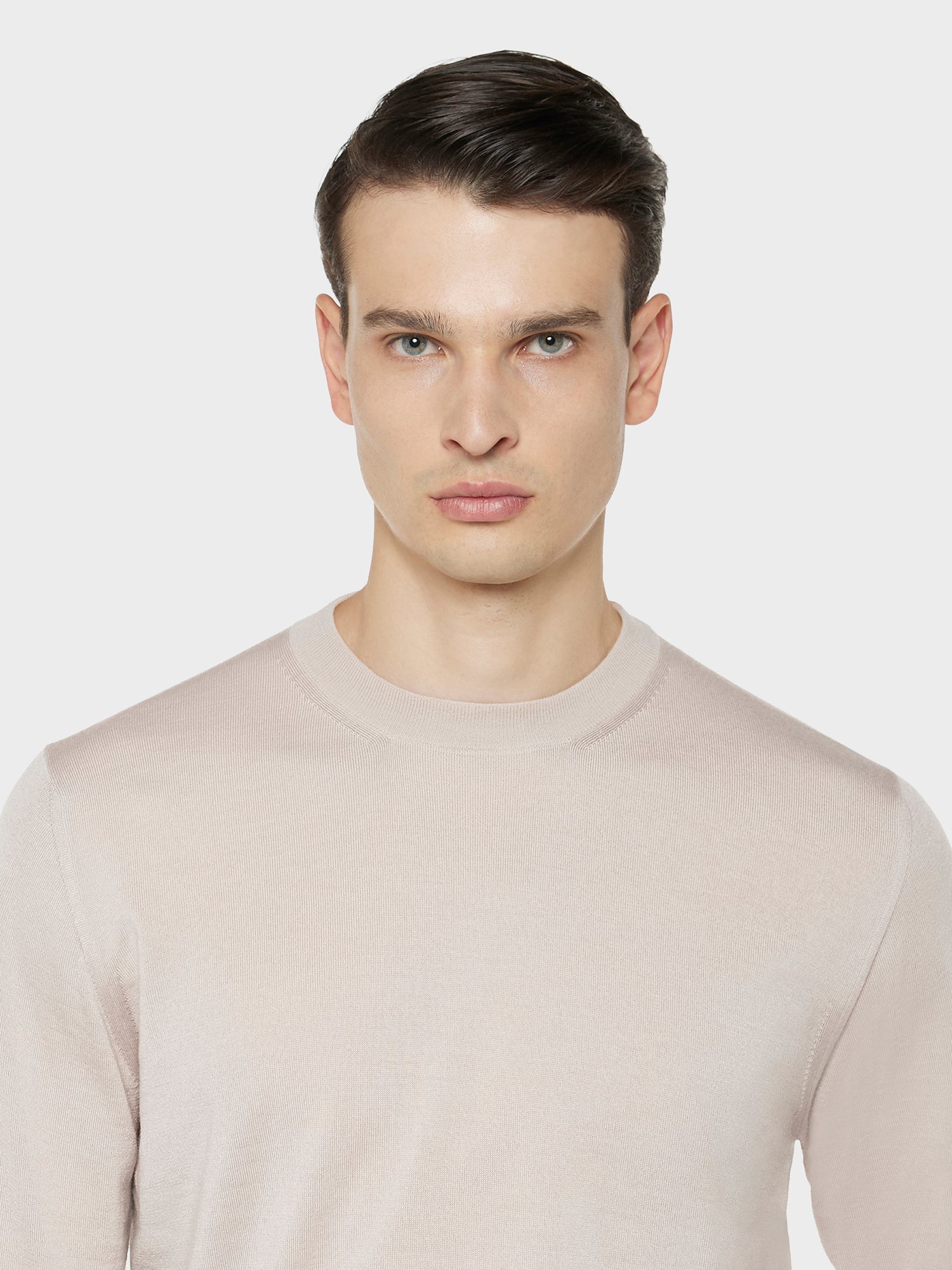 Caruso Menswear Abbigliamento Uomo Maglieria Maglia girocollo in lana, seta e cashmere rosa look 5