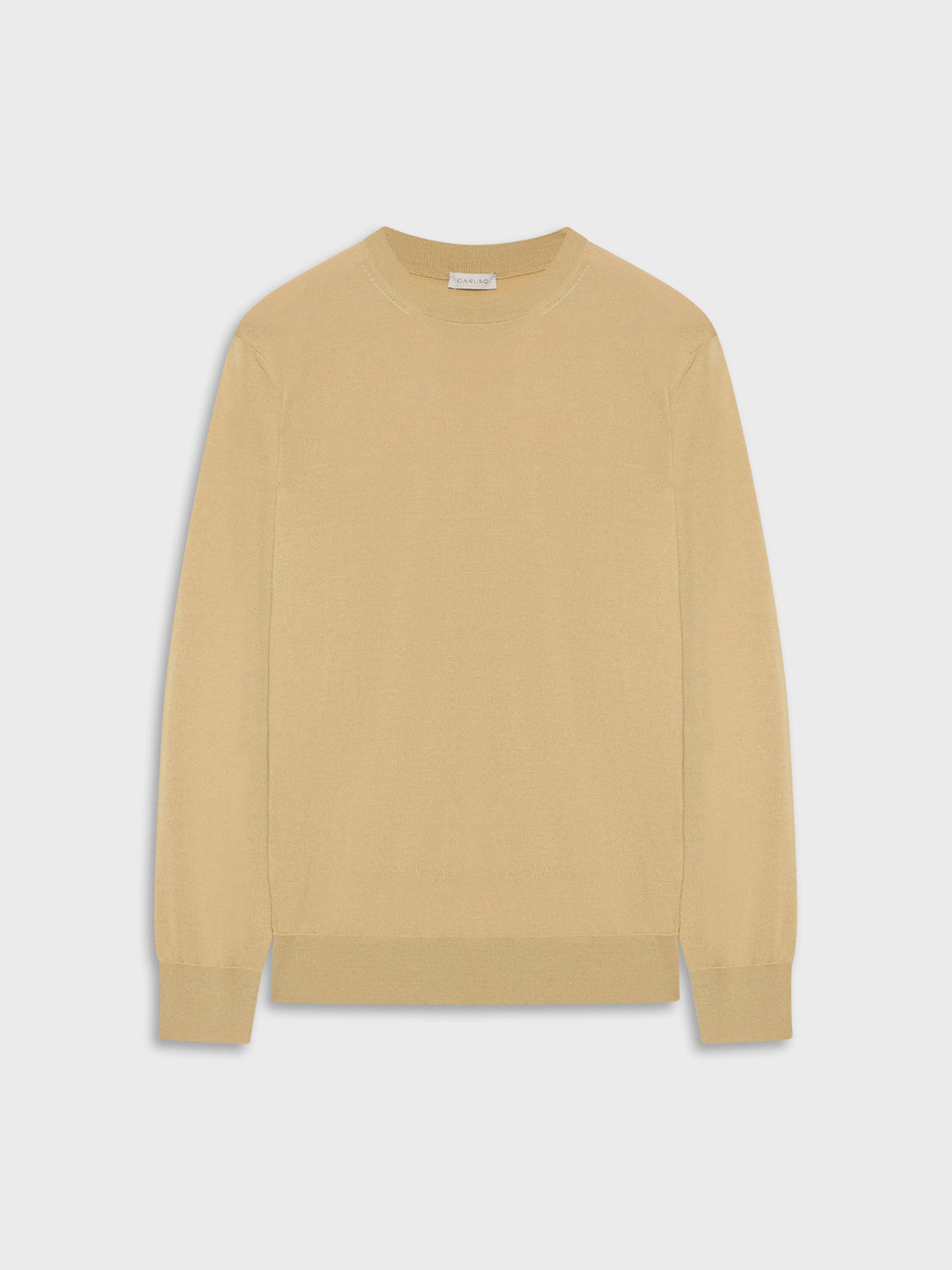 Caruso Menswear Abbigliamento Uomo Maglieria Maglia girocollo in lana, seta e cashmere beige look 2