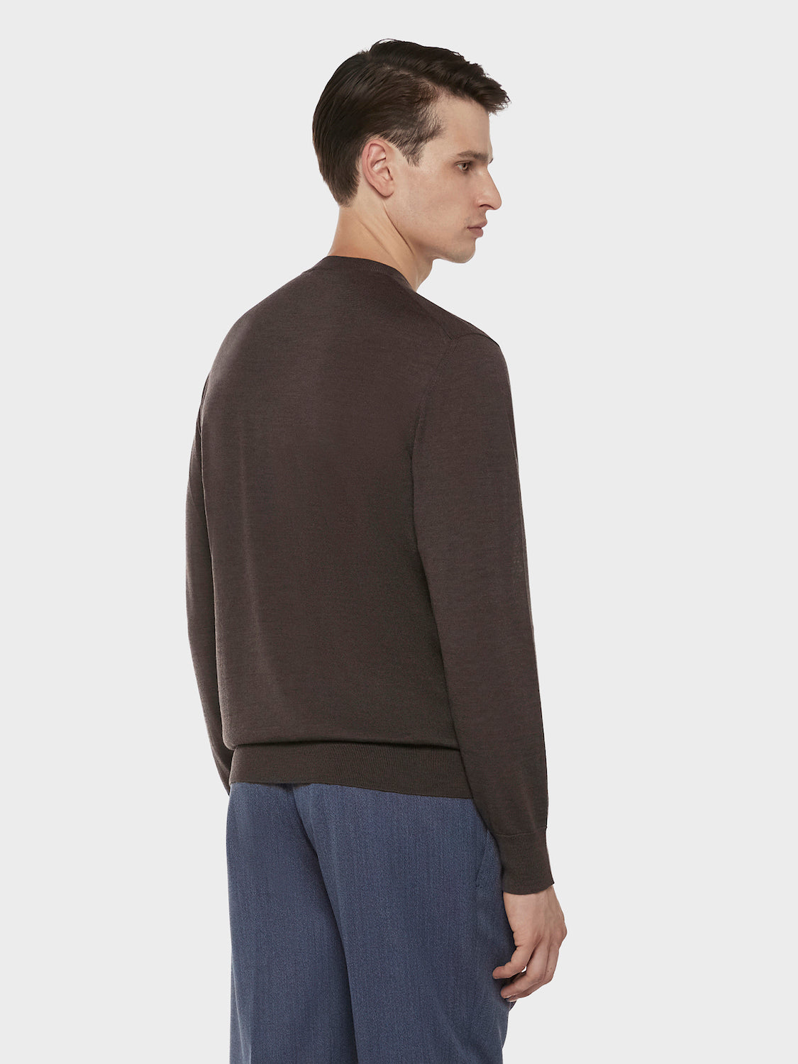 Caruso Menswear Abbigliamento Uomo Maglieria Maglia girocollo in lana, seta e cashmere marrone look 4