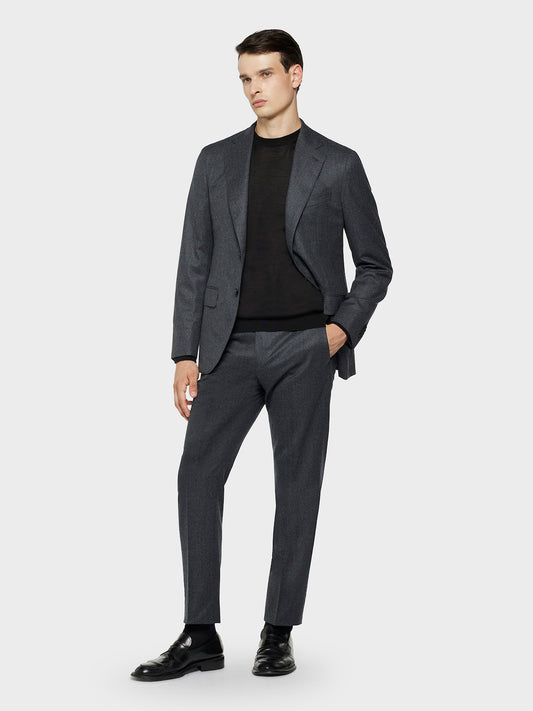 Caruso Menswear Abbigliamento Uomo Maglieria Maglia girocollo in lana, seta e cashmere nero look 3