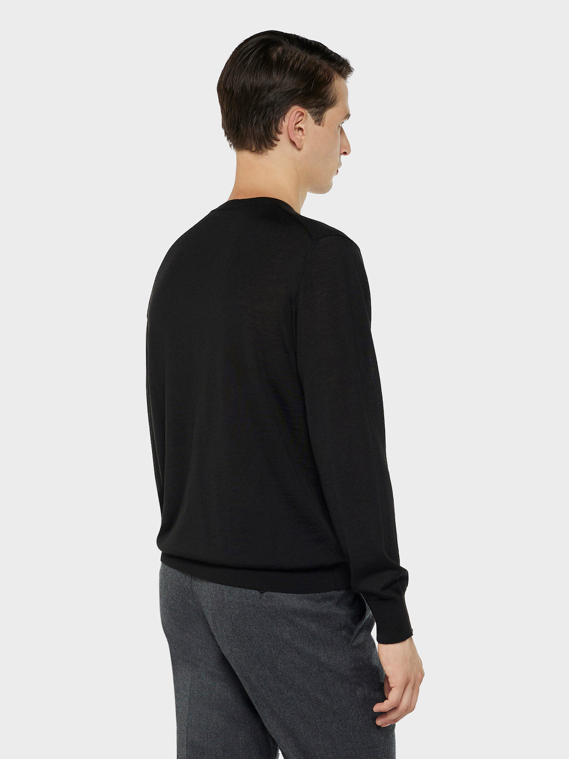 Caruso Menswear Abbigliamento Uomo Maglieria Maglia girocollo in lana, seta e cashmere nero look 4