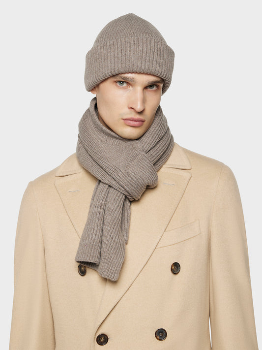 Caruso Menswear Abbigliamento Uomo Accessori Sciarpa in lana beige look 1