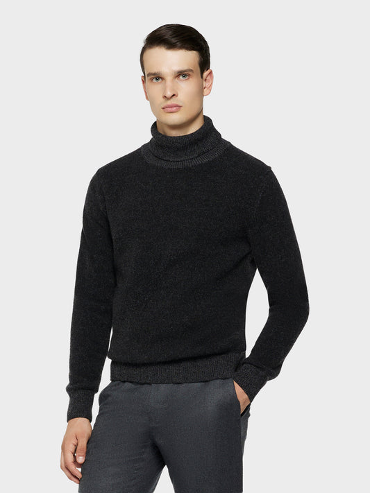 Caruso Menswear Abbigliamento Uomo Maglieria Dolcevita in lana babywool grigio look 1