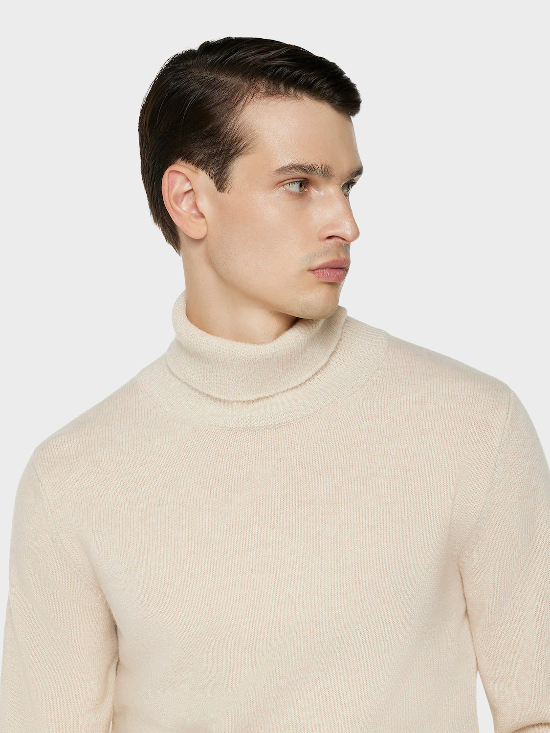 Caruso Menswear Abbigliamento Uomo Maglieria Dolcevita in lana babywool beige look 5