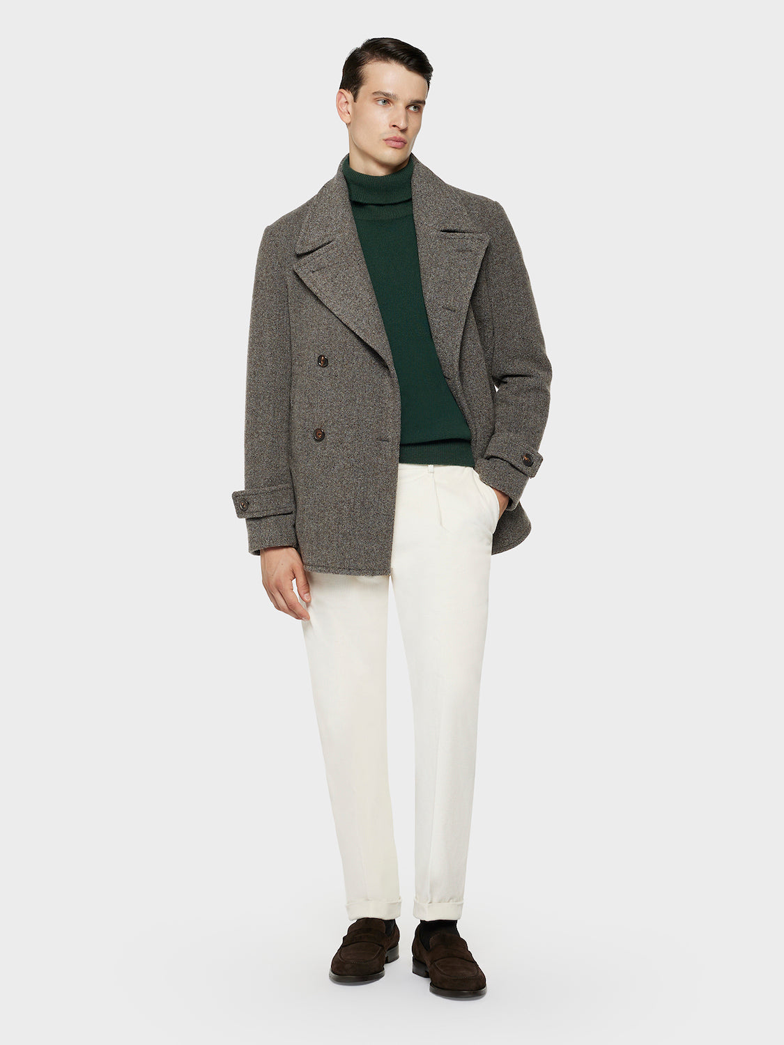 Caruso Menswear Abbigliamento Uomo Maglieria Dolcevita in lana babywool verde look 3