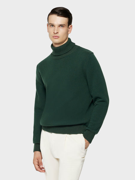 Caruso Made in Italy - Green Baby Wool Turtleneck Sweater