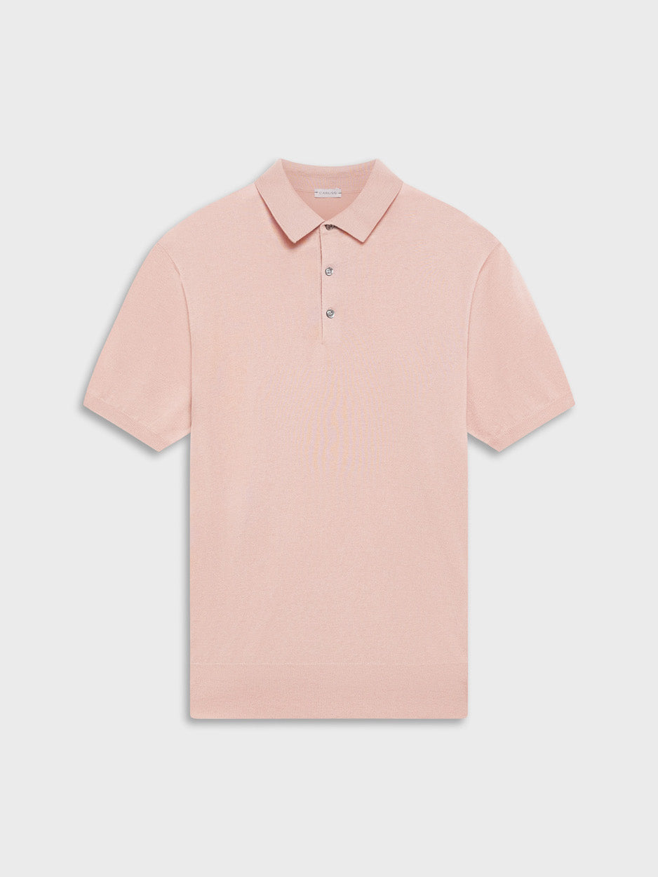 Pink Short-Sleeved Cotton Polo
