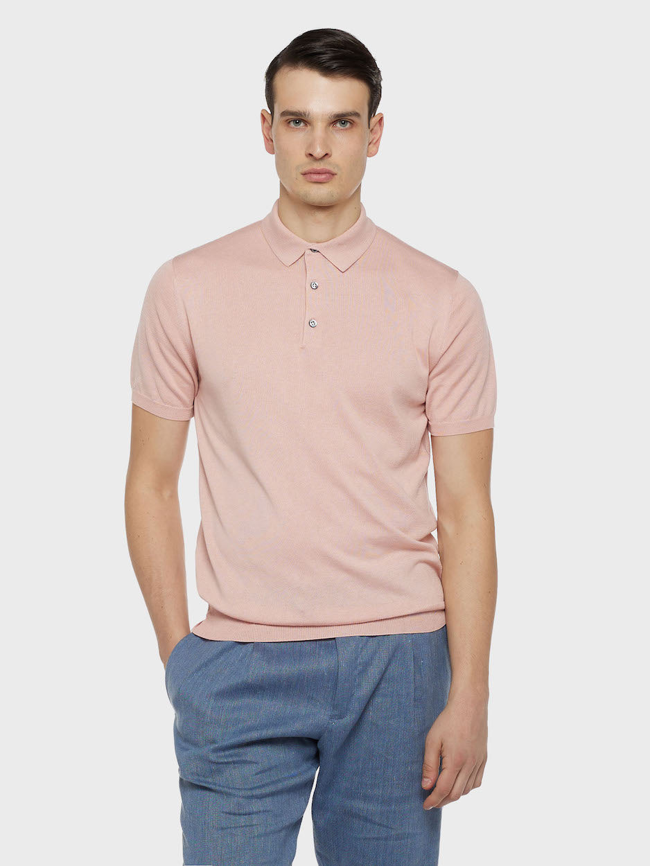 Pink Short-Sleeved Cotton Polo