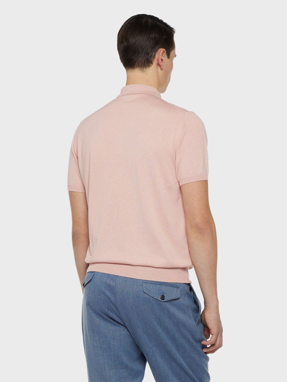 Pink Short-Sleeved Cotton Polo