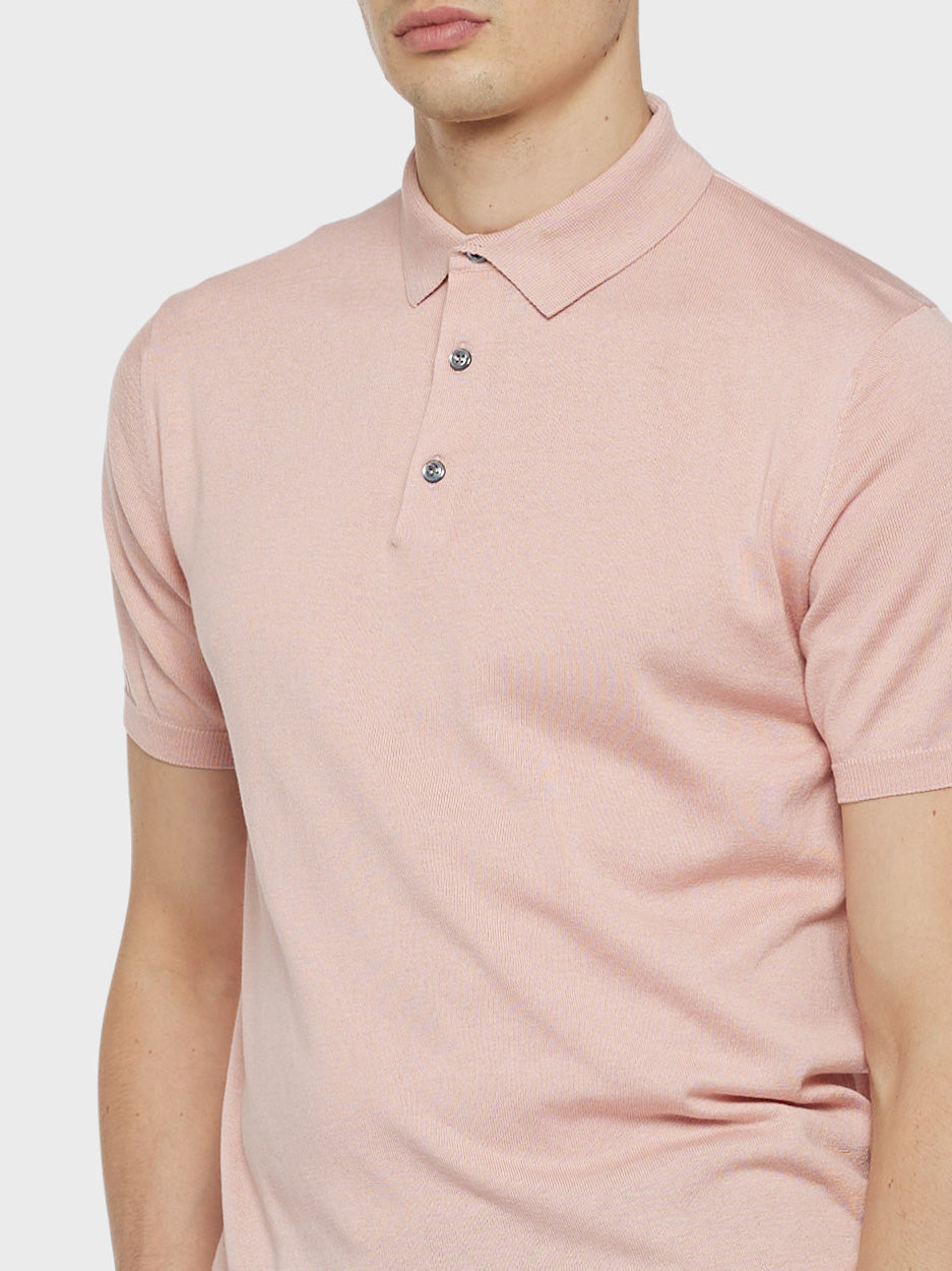 Pink Short-Sleeved Cotton Polo