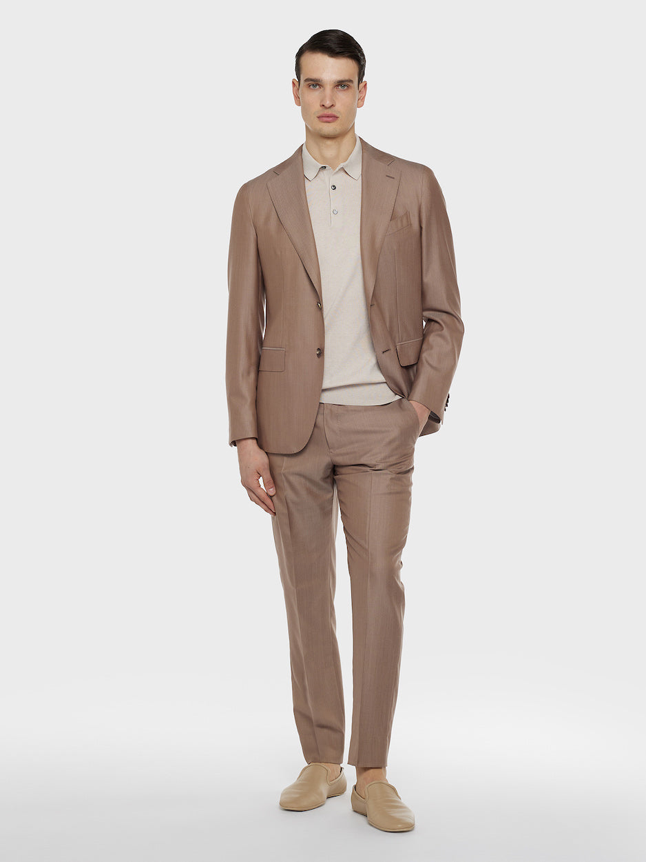 Beige Short-Sleeved Cotton Polo