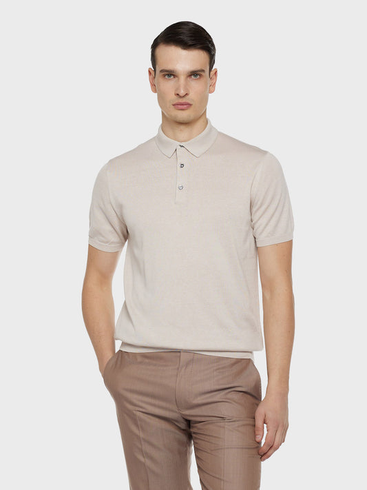 Polo a maniche corte in cotone beige