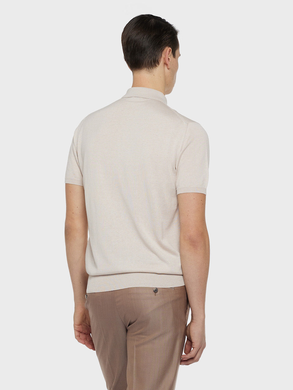 Beige Short-Sleeved Cotton Polo