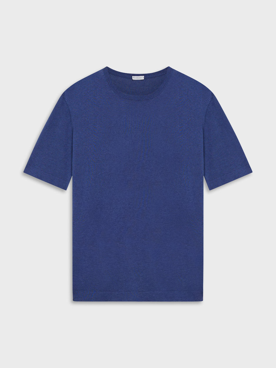 Blue Cotton Knit T-Shirt
