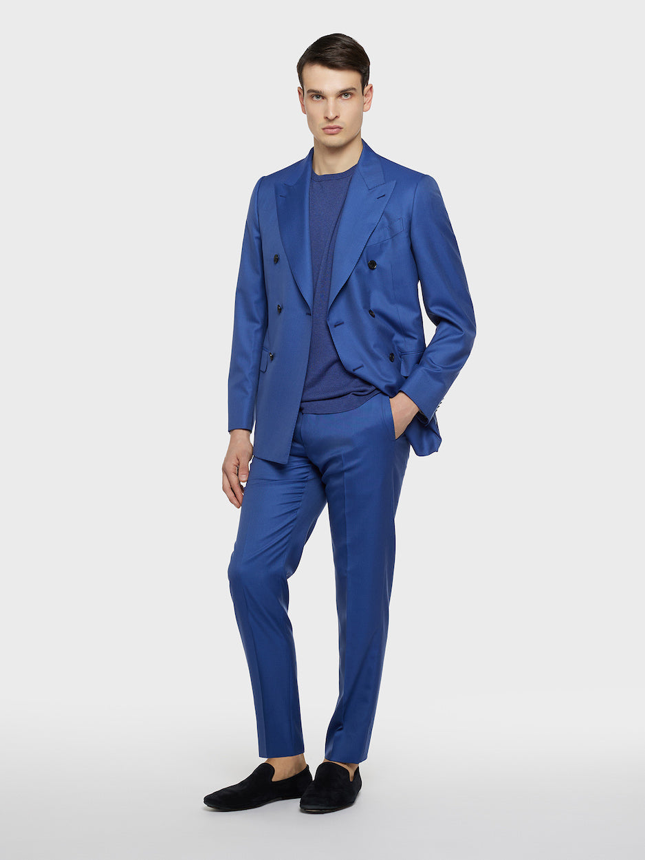 Blue Cotton Knit T-Shirt