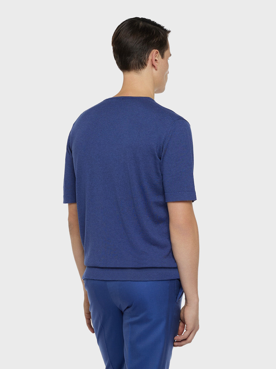 Blue Cotton Knit T-Shirt