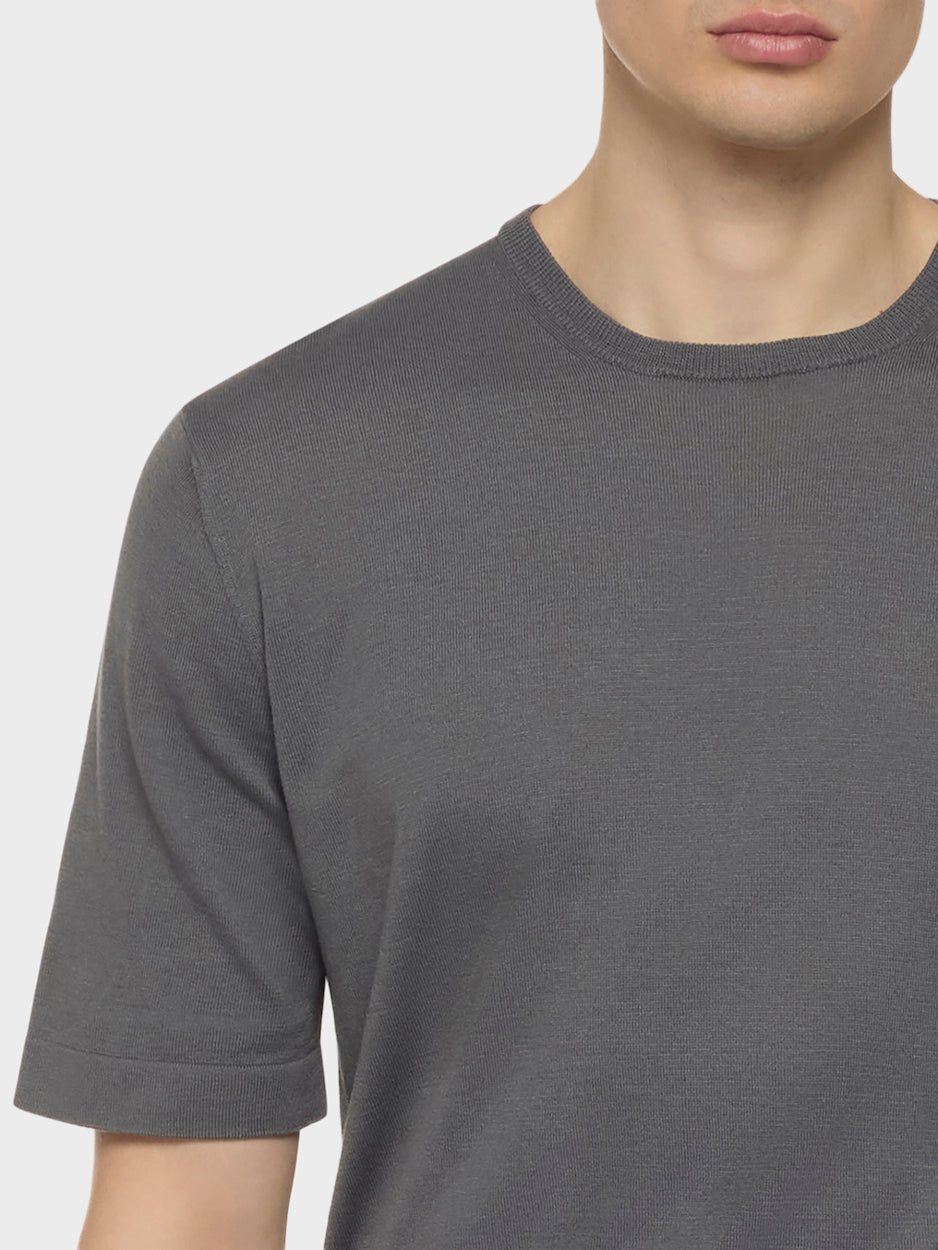 T-shirt in maglia di seta e cotone grigia