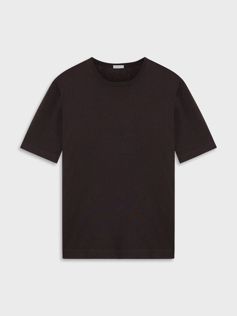 Brown Cotton Knit T-Shirt