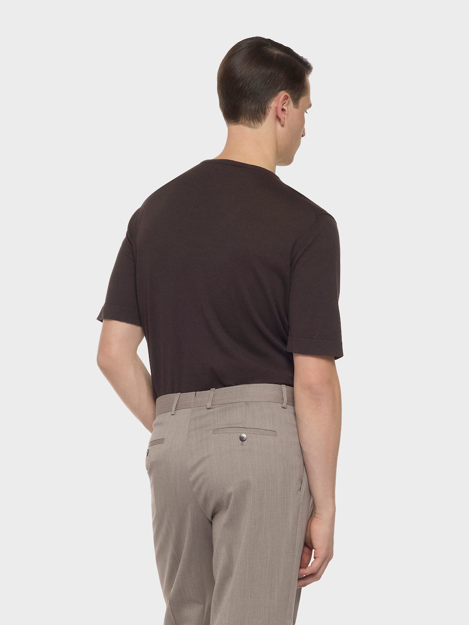 Knit T-shirt in silk and cotton brown